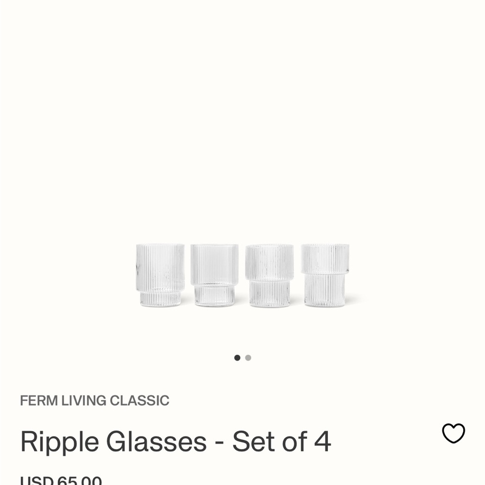 Ferm Living White Ripple Drinkware Set of 4 - Brand NEW